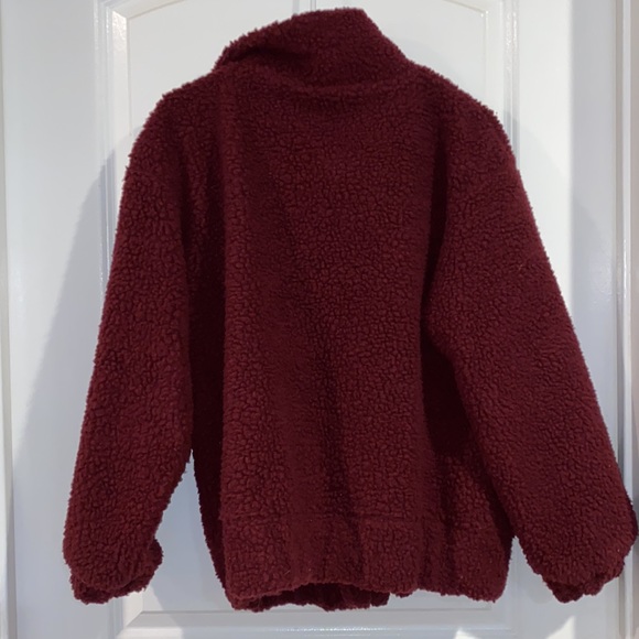 Zaful Maroon Thick Sherpa Jacket - Picture 4 of 5